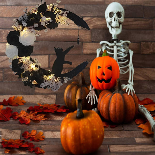 Halloween-kranser til inngangsdøren, Halloween-hjemmedekorasjon, familiegjenforeningsdekorasjonskrans, utendørs, vegg, skap, gjerde, krans Halloween