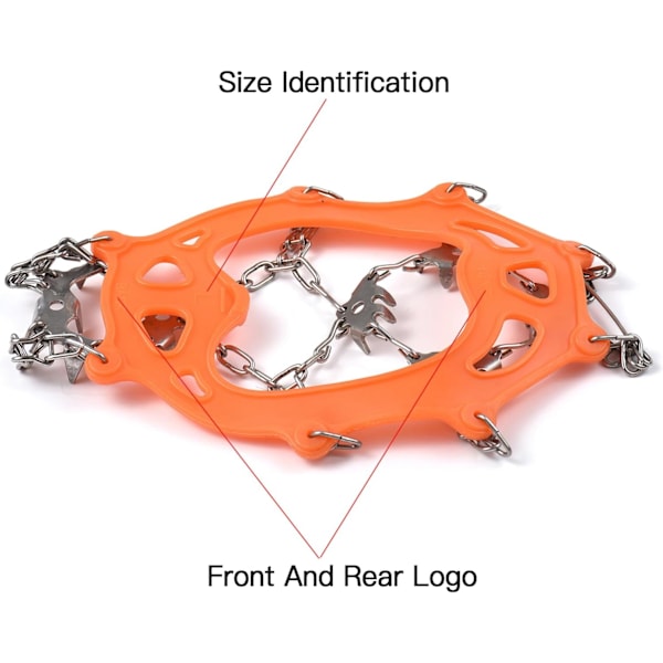 19 Pigger Ispigger Anti-skli Snøskodekke Lettvekt Rustfritt Stål Sklisikre Ispigger for Støvler Over Sko Brodder Ispigger, XL Orange XL