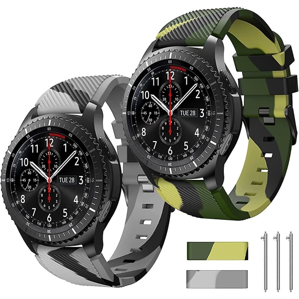 22 mm klokkebånd kompatibelt for Samsung Galaxy Watch 3 45 mm/galakse klokke 46 mm bånd/utstyr S3 Frontier/klassisk, 22 mm mykt silikon smart klokkebånd Casua