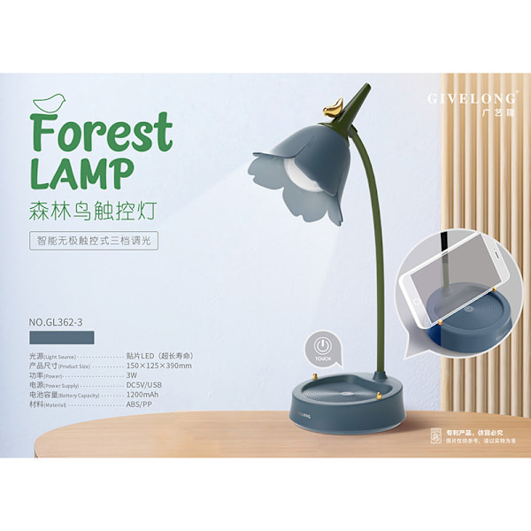 Skrivbordslampa för Barn, Sky Dimbar LED Bordslampa med 3 Färgtemperaturer, Uppladdningsbar Touch Sensor Skrivbordslampa med Flexibel Arm, USB Sänglampa (Blå) Blue