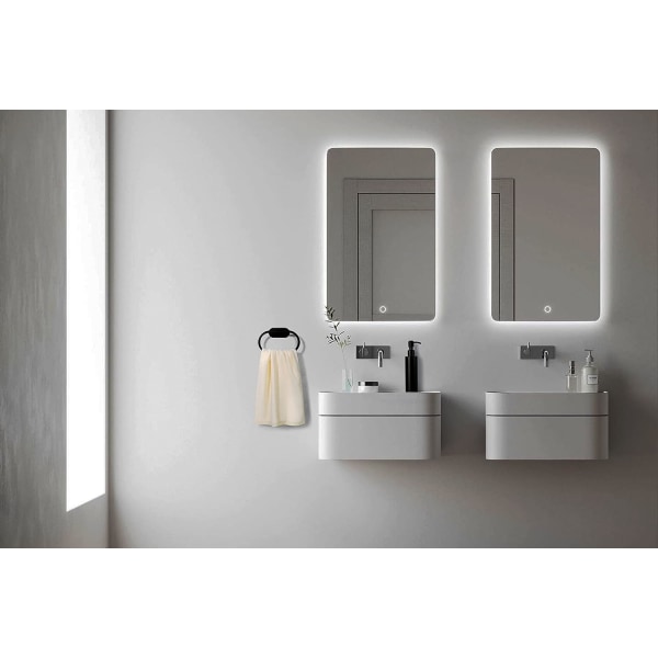 Pyyheteline, ei porausta – kylpyhuoneen pyyhetelinetelineen koukkurengas seinäkiinnitys (ruostumaton teräs (musta))