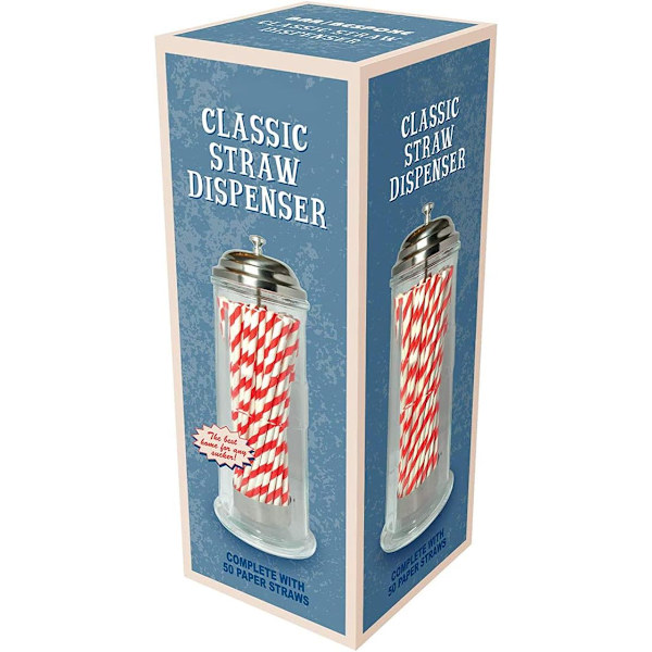 Halmdispenser - Retro glasdispenserhållare återanvändbar, 11,5 cm x 11,5 cm x 27 cm, silver