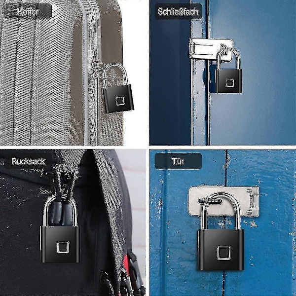 Fingeravtryck Mini Smart Hänglås USB Laddning Biometrisk Hög Säkerhet