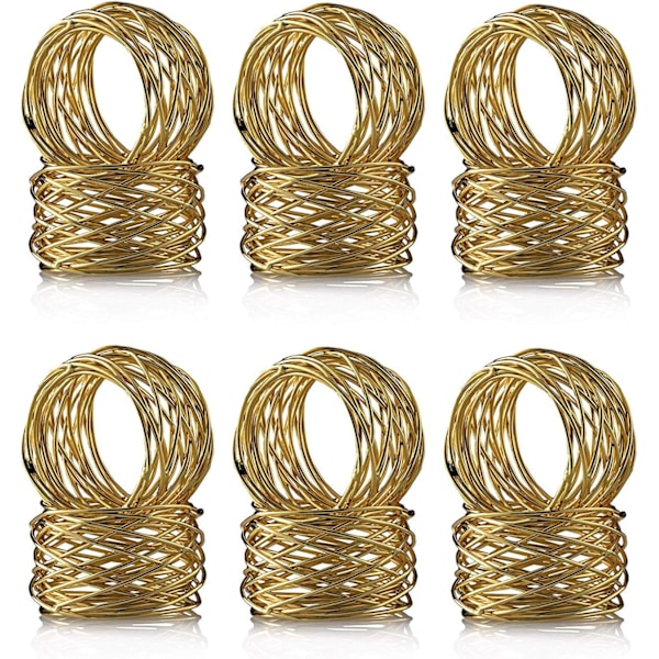Handgjorda Guld Runda Mesh Servettringhållare för Vardagsfester, Set om 12 (Guld, 12 Stycken)