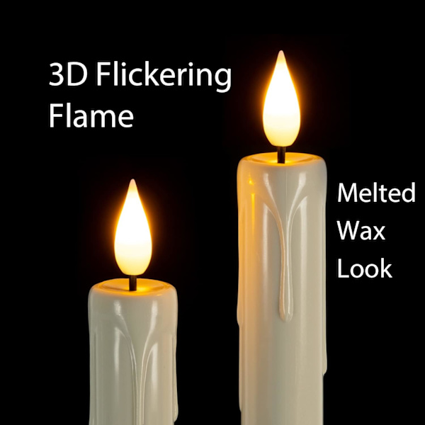 6 st LED-flamlösa avsmalnande ljus med fjärrkontroll, batteridrivna ljusstakar, plastfönsterljus, för Halloween-julprydnad