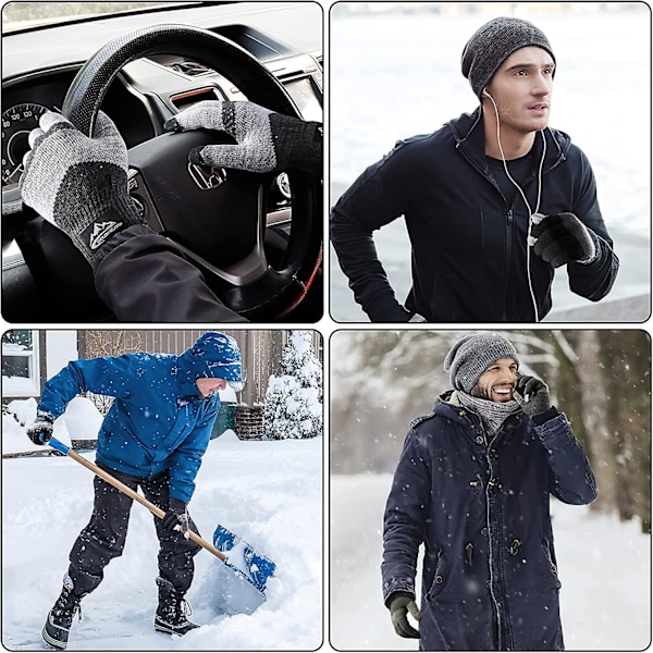 Varma Stickade Vantar, Vinterstickade Halksäkra Vantar, Varma Fleece Utomhus Kallsäkra Ullvantar, Unisex