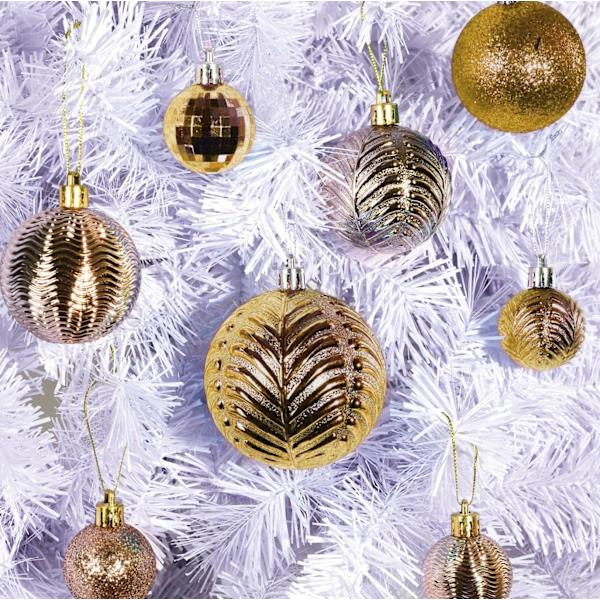 Guld 36-delad krossäker julgranskuleornament Den perfekta glitterbollarna, julgranskulor juldekorationer. gold