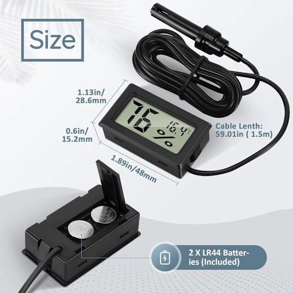 3 st Digital Termometer Hygrometer Mini Sond Termometer Temperatur Hygrometer Reptil Inkubator Fjäderfä Kontor Vardagsrum