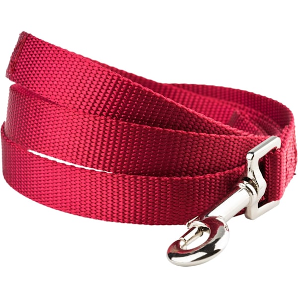 Hundkoppel i nylon, lätta att rengöra, mjukt lättviktigt koppel för dagliga promenader med valpar och små raser, 1,5 cm bredd 120 cm lång, röd