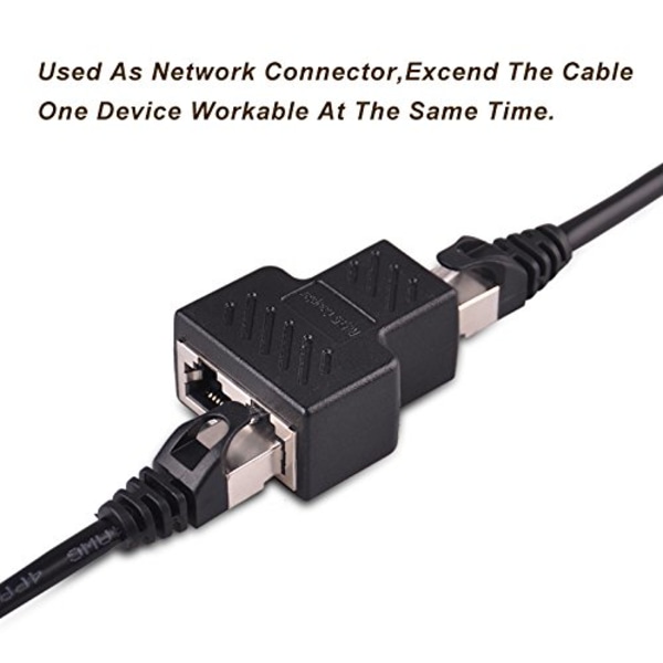 RJ45 Splitter-koblinger Adapter - Ethernet Splitter-kobling Dobbel Socket HUB-grensesnitt, 2-pakning (Merk: To porter kan ikke fungere samtidig)