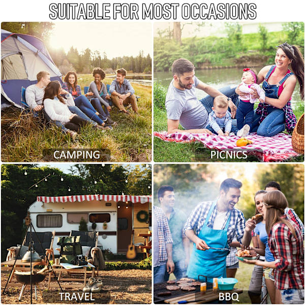 Camping Bestikksett 13 Deler Bærbar Camping Servise Sett Rustfritt Stål Reise Gaffel Skje Redskap Piknik Sett for Camping Piknik 2 Personer