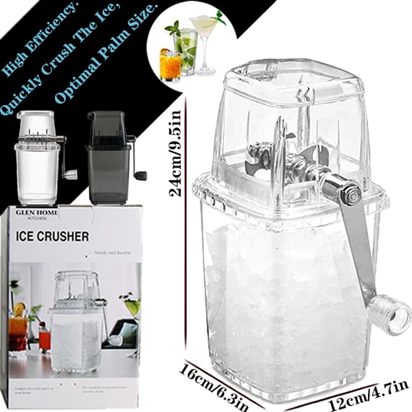 Manuell Ismaskin, Iskrossare, Cocktail- och Slushmaskin, Isbitkrossare, Smoothiesmaskin, Hem, 1,25 L, Krompläterad, Iskvarn, Hackare, Rörverktyg