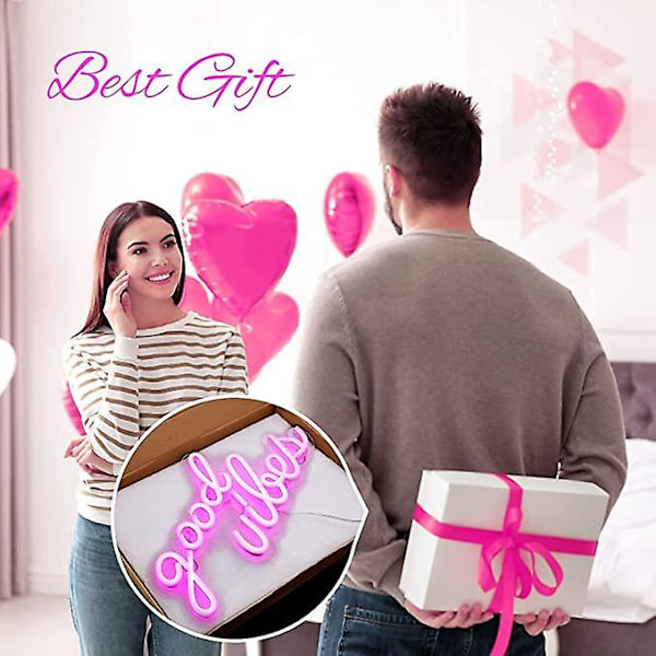 Pink Good Vibes Neon Skilt Neonlys til Soveværelse blue