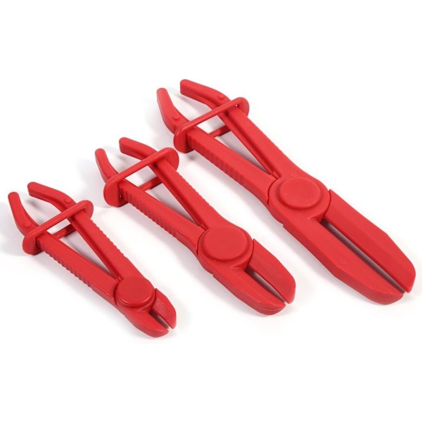 3-pack Rörtångset, Nylon Slangklämma Verktygsset, Broms Bränsle Vattenledning Klämma, Tång Hands Free Verktyg Blandade Storlekar (Röd)