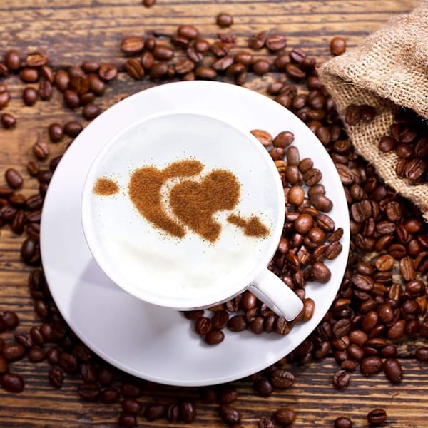 16 st Kaffeschabloner, Kaffedekorationsschabloner i plast, Barista Cappuccino Konst Garland Form Kakor, för Kök och Butik Cappuccino Konst Mallar