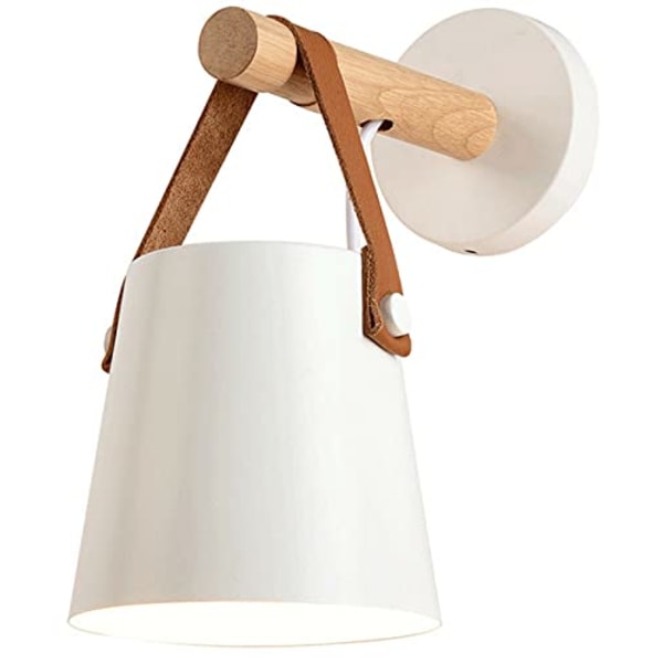 Væglampe Sconce Moderne Træ Læder Dekorativ Led Væglamper E27 Base Belysningsarmatur (Hvid)