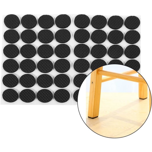 Gummipuder til møbelfødder, letvægts selvklæbende møbelbeskytter, rund diameter 22 mm, 48 stykker sort