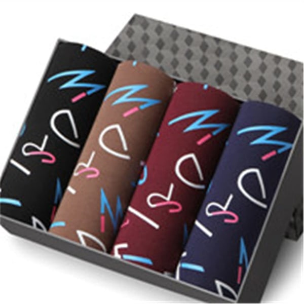 4 stk. Mænds Underbukser Boxershorts Tynde Trusser (Farve: 03, Størrelse: 4XL(78 88KG)) 4XL(78 88KG)