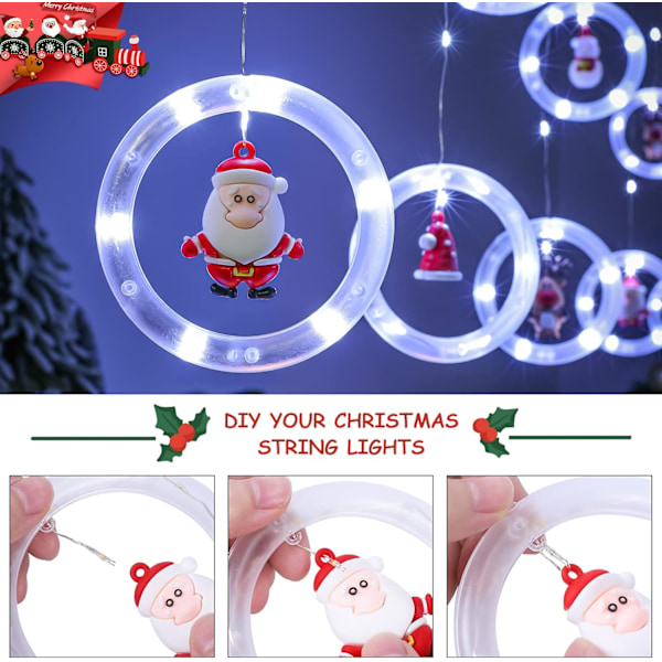 Julevindulys 3m x 0,65m LED-lyskjede Gardinlys med 8 moduser Juledekorasjon for innendørsfest Bryllup Soverom (Kald hvit) Cool White