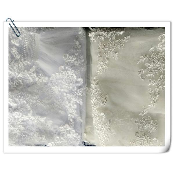 Enlags Bryllups Slør Brudeslør Blonder Broderi Brud Forbruksvarer 3m (Off White)