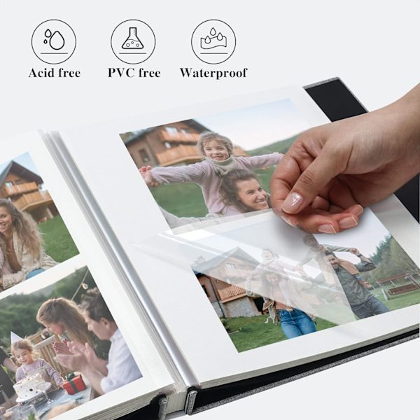 Stort fotoalbum med selvklæbende sider til 4x6 8x10 billeder Scrapbog Album DIY 41 tomme sider White