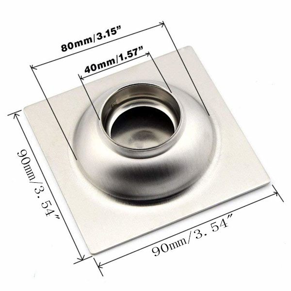 Gulvrist med avtakbart deksel, Dusjrist i rustfritt stål med dreneringsbeskyttelse, Avfallsrist, 90×90mm, Sølv