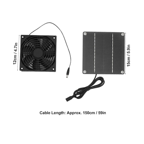 Solpanel Fläkt Kit Monokristallint Kisel 2200RPM Solcellsfläkt med Skyddskåpa för Växthus