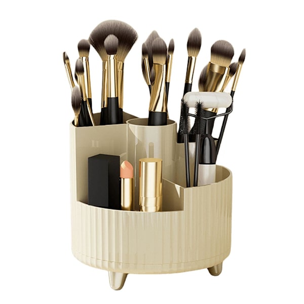 360 Graders Makeup Organizer Spinnende Kosmetik Display Cases med 5 Rum Acryl Klar Rund Drejeskive Opbevaringsskuffe Counter Organizer Case, A A