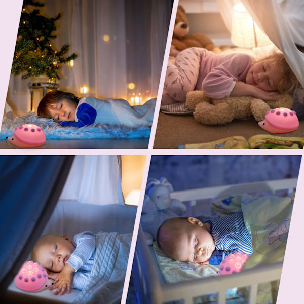 USB Silikon Dimbar Touch Sänglampa för Flickor Pojkar, Varmt Ljus Plus Färgglatt Ljus Baby Nattlampa för Barnrum Dekoration Ljusrosa