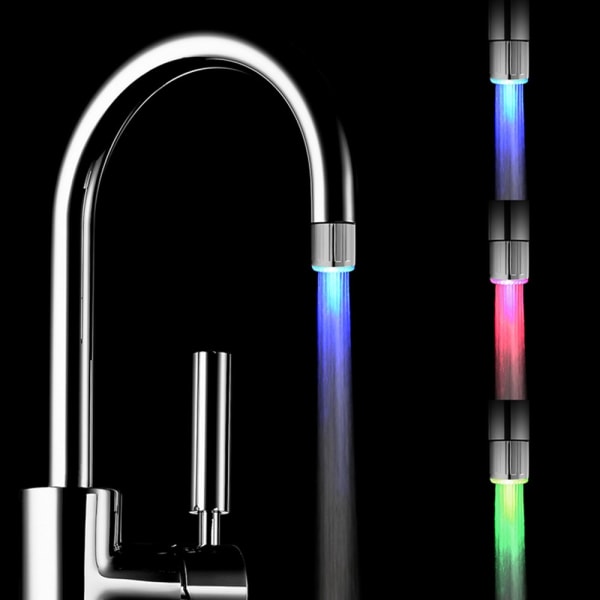 2-pack färgglad LED-vattenkran med 3 färger temperaturkontroll, vattenströmskran Disktrasa för kök och badrum.