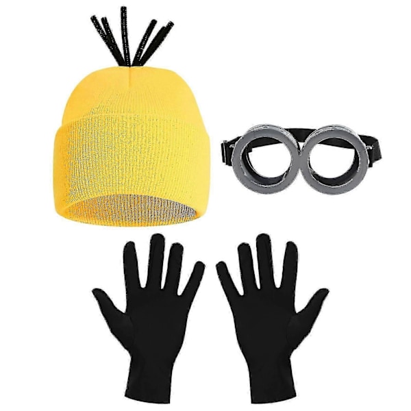 Halloween-asu pipo Minion-lasit käsineet naamiaisasu Itse Ilkimys Cosplay-tarvikkeet aikuinen