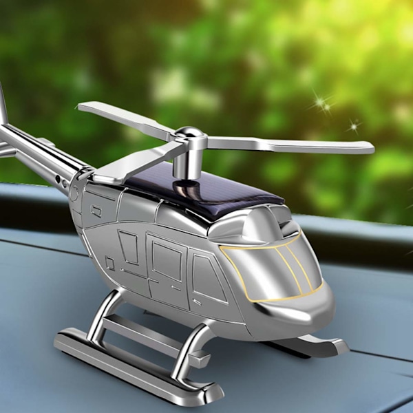 1 st Helikopter Bil Arom Ornament Dekorativ Solenergi Roterande Helikopter Legering Luftfräschare Arom Prydnad för Bil Fordonsinstrumentbräda