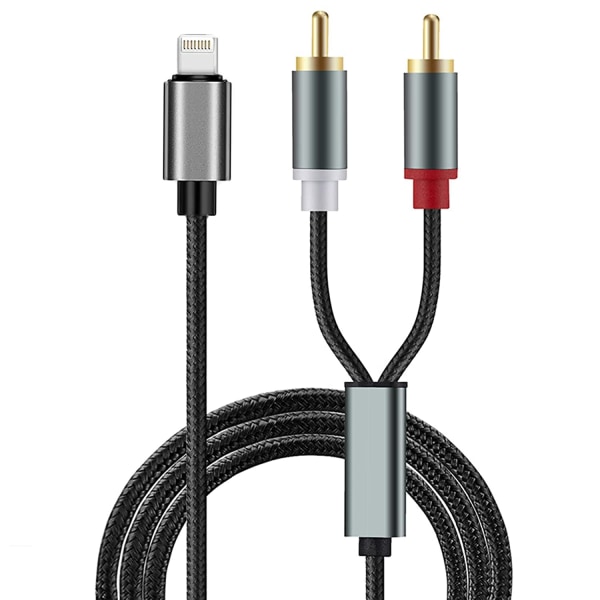 RCA Aux-kabel för iPhone, 2-hane RCA till IOS-adapter, Audio Stereo Aux-sladd kompatibel med iPhone iPad iPod Touch för hem och högtalarförstärkare, 1M