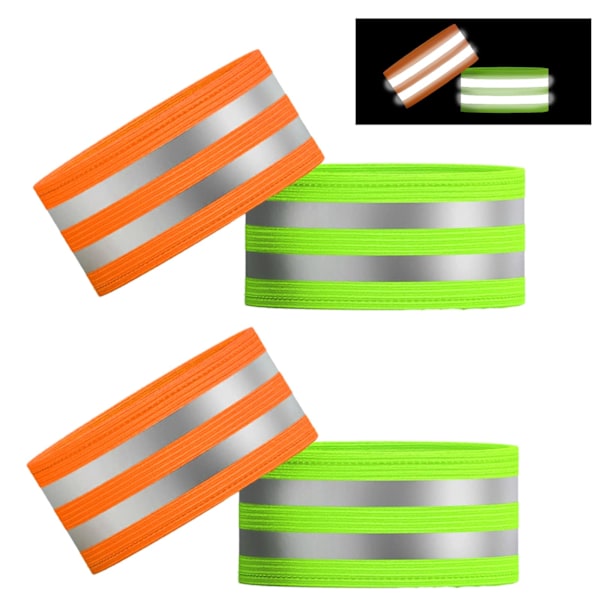 Reflekterande Armband 4 st Reflekterande Löpararmband Hög Synlighet Elastiska Ankelband Säkerhetsutrustning för Cykling Promenader Jogging Utomhussporter