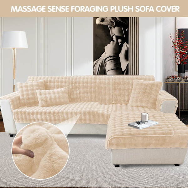 Tjocka Kanin Plysch Sofföverdrag 1 2 3-sits, Halkfria Sofföverdrag, Roligt Luddigt Sofföverdrag, Varma Sammet Soffkuddöverdrag (90x90cm) White 90*90cm