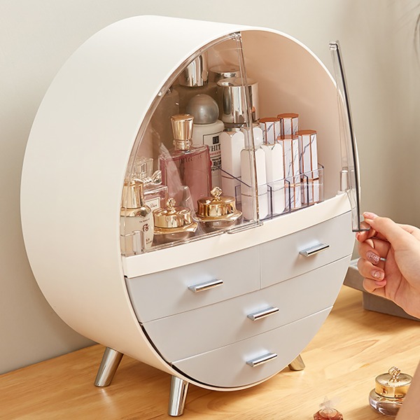Kosmetiklåda Kosmetisk organizer Sminkförvaring sorteringslåda Minigarderob -Grå L storlek