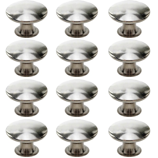 Kaapin vetimet Laatikon vetimet ，Yksireikäinen yksijyväinen pieni kahva, kaapin ovenkahva, pyöreä litteäpääinen pieni kahva，Ruuveilla 12-pakkaus Silver