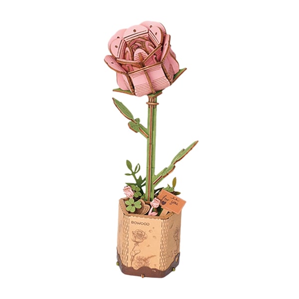 Blombukett Byggset Mini Byggstenar Blombukett Byggset Mini Konstgjorda Blommor Byggstenar, Rosa Ros Pink Rose