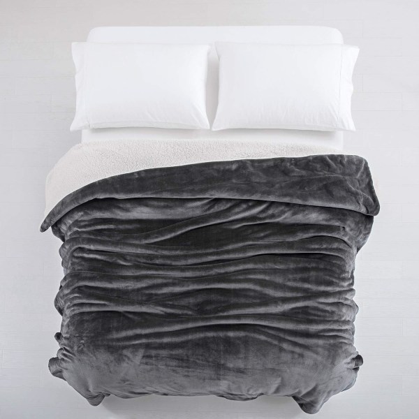 Sengeteppe, Sofatepper, Mykt, fluffy tykt teppe, Vendbart mikrofiberteppe Dark gray