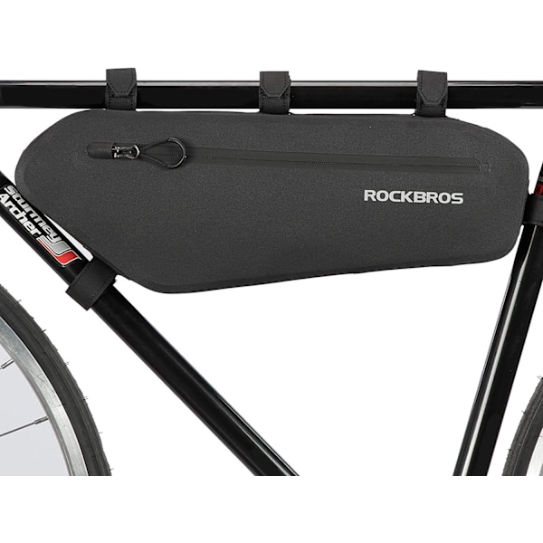 Vandtæt Cykelrammetaske, Trekantet Taske, Ca. 3 Liter, Sort Black