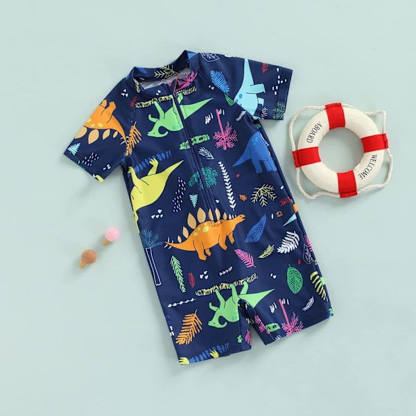 Småbørns Baby Drenge Badetøj Baby Drenge Badedragt Heldragt Kortærmet Strandtøj Lynlås Rash Guard Badedragter Svømmetøj (1-2 år)