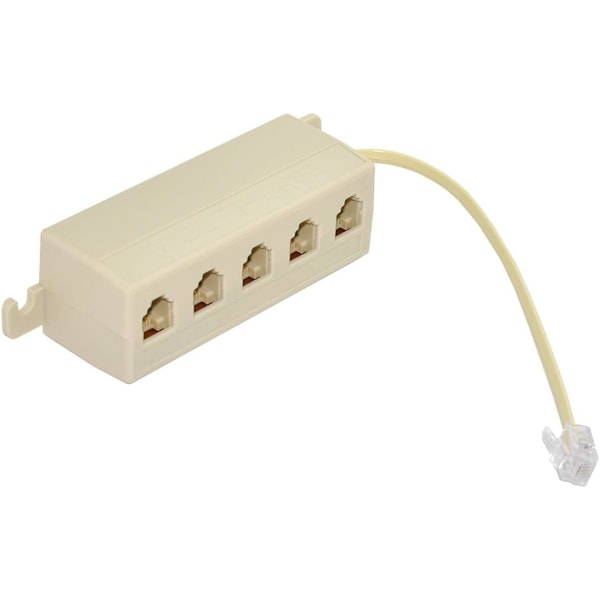 5-vejs Udgang 6P4C RJ11 Telefon Modulært Jack Linjesplitter Adapter Beige 1-ind-5-ud