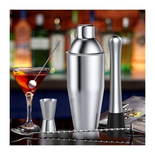 Cocktail Shaker 750ML Rostfritt Stål Bar Cocktail Shaker Set Bartender Kit Barware Set Shaker Set 6Pcs Shaker Mixer Drycktillverkningsverktygssats