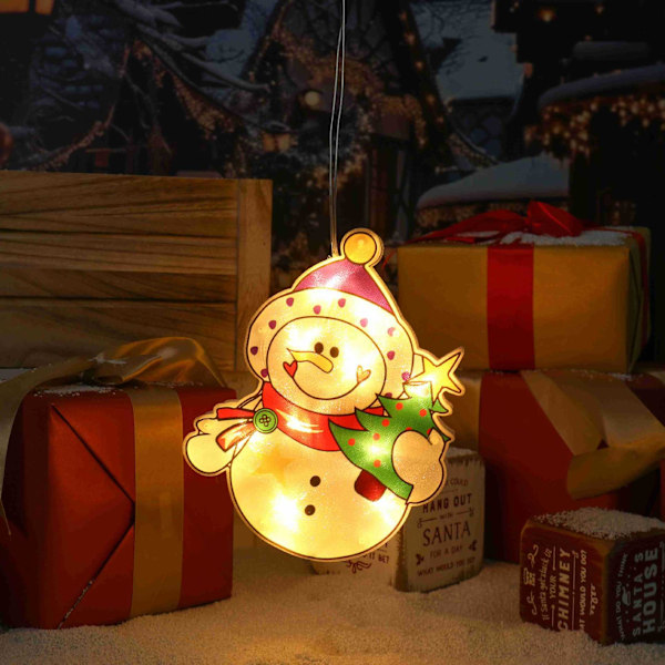 Led Christmas Decoration Lights, Sucker Lights Santa Claus Snowman Shaped Lights Window, Christmas Tree Decoration