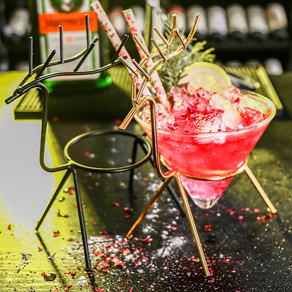 Stilkfrie Martini Glass Sett med 2 Cocktailglass med Hjorteformet Holder Kreativ Bar Drikkeglass Martini Glass Gave Sett