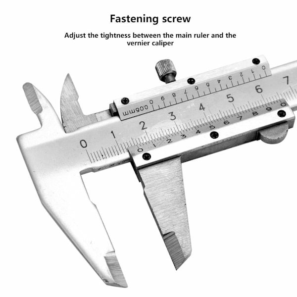Vernier-mitta 0-150mm, Vernier-mitta korkeahiiliterästä, sisä- ja ulkohalkaisijan mittaus kestävä työkalu