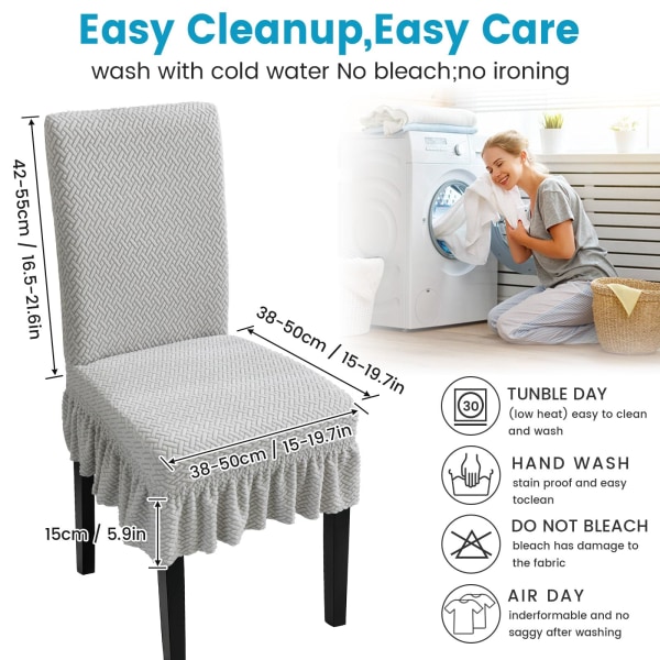 Stolebetræk med plisseret nederdel Modestretch-monteret stol-slipbetræk Elastisk aftagelig vaskbar stolebeskytter Soft Touch sædebetræk