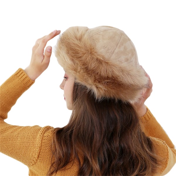 Kvinder Hat til vinter Cossak Russisk stil Hat Flurry Fleece Fisherman Fashion Warm Cap (Camel) Camel