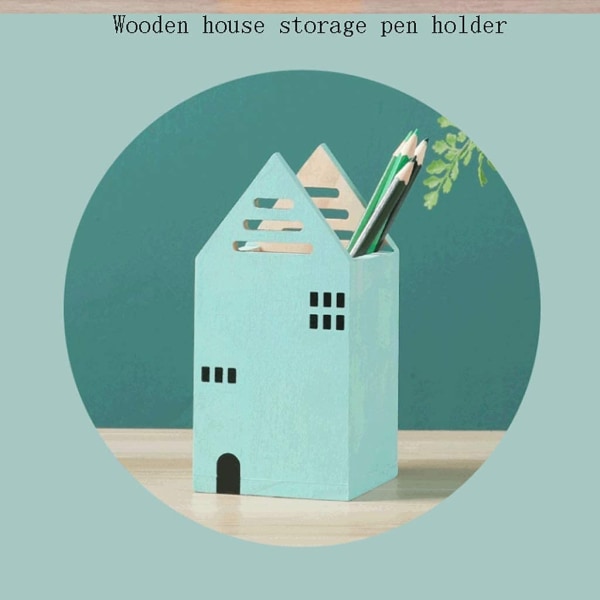 Pieni talon muotoinen kynäsäilytyslaatikko, söpö pöytäkoristelu, perheen suurikapasiteettinen kynäteline (väri: pinkki)