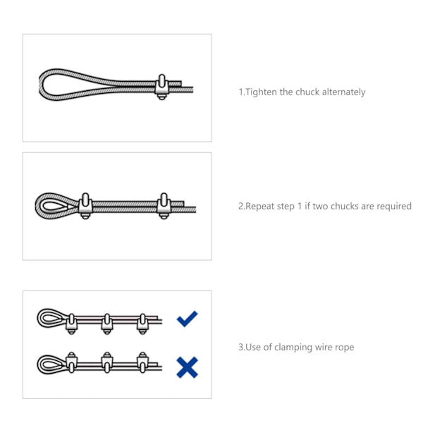 10 stk. Wire Rope Kabelklemmer M6 for Ø 6mm (1/4\"), Stål U Bolt Sal Festeklips for Rigging Tau og Strekkabel Hage Strekkvaier